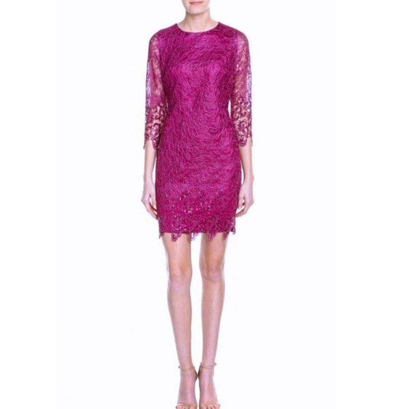Alexia Admor 3/4 Sleeve Lace Front Sheath Dress XS